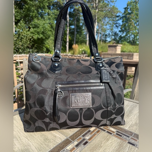 EUC! Coach Poppy Black and Gray Signature Shoulder Bag Y2K Vintage - Picture 1 of 13